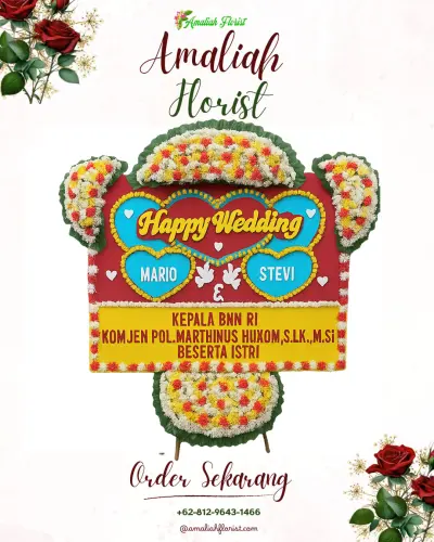 Karangan Papan Bunga Pernikahan di Saguling